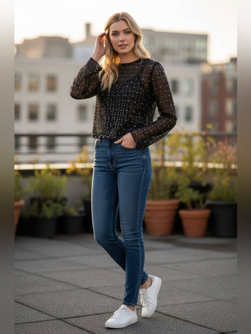 Black Sequin  Blouse
